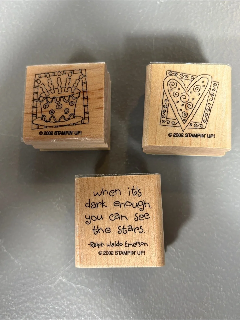 Stampin’ Up! Quick & Cute 2002 Retired Wood Mount Rubber Stamp Set of 8